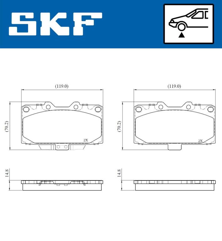 Jogo de 4 pastilhas de travão SKF ref. VKBP 80816 A
